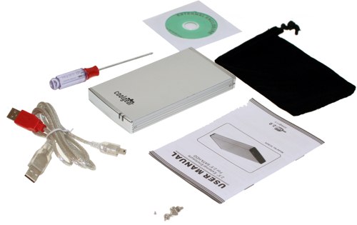 Silver 2.5 inch eSATA and USB 2.0 Portable Mini Drive Enclosure Aluminum