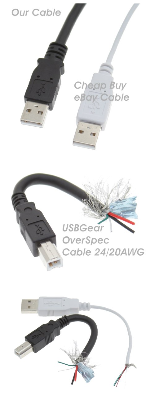 EXTREME POWER 6ft. Black USB Device Cable USB 2.0 A to B Cable 24/20 AWG