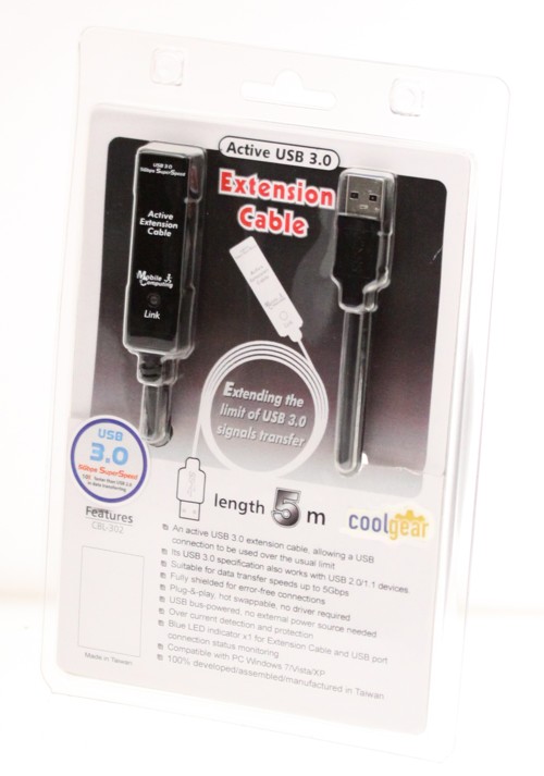 USB 3.0 extension cable 16ft. (5-Meter) A-Male to A-Female with Power Input