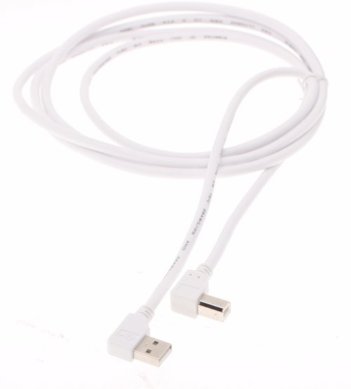 3ft. White USB Cable A Right Angle to B Right Angle, High-Speed USB 2.0 Device Cable
