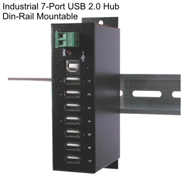 Metal 7-Port USB 2.0 Hub w/ DIN RAIL Mounting Kit Japan NEC Chip
