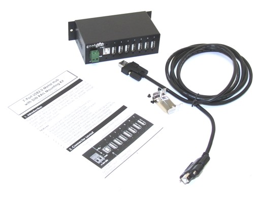 Metal 7-Port USB 2.0 Hub w/ DIN RAIL Mounting Kit Japan NEC Chip