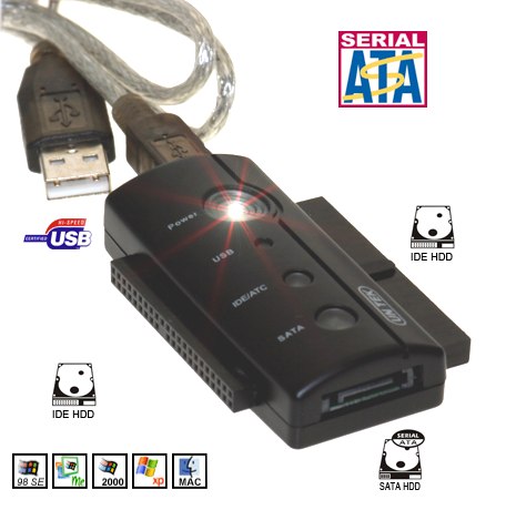 USB 2 to IDE & USB to SATA Adaptor Cable with Power Adapter